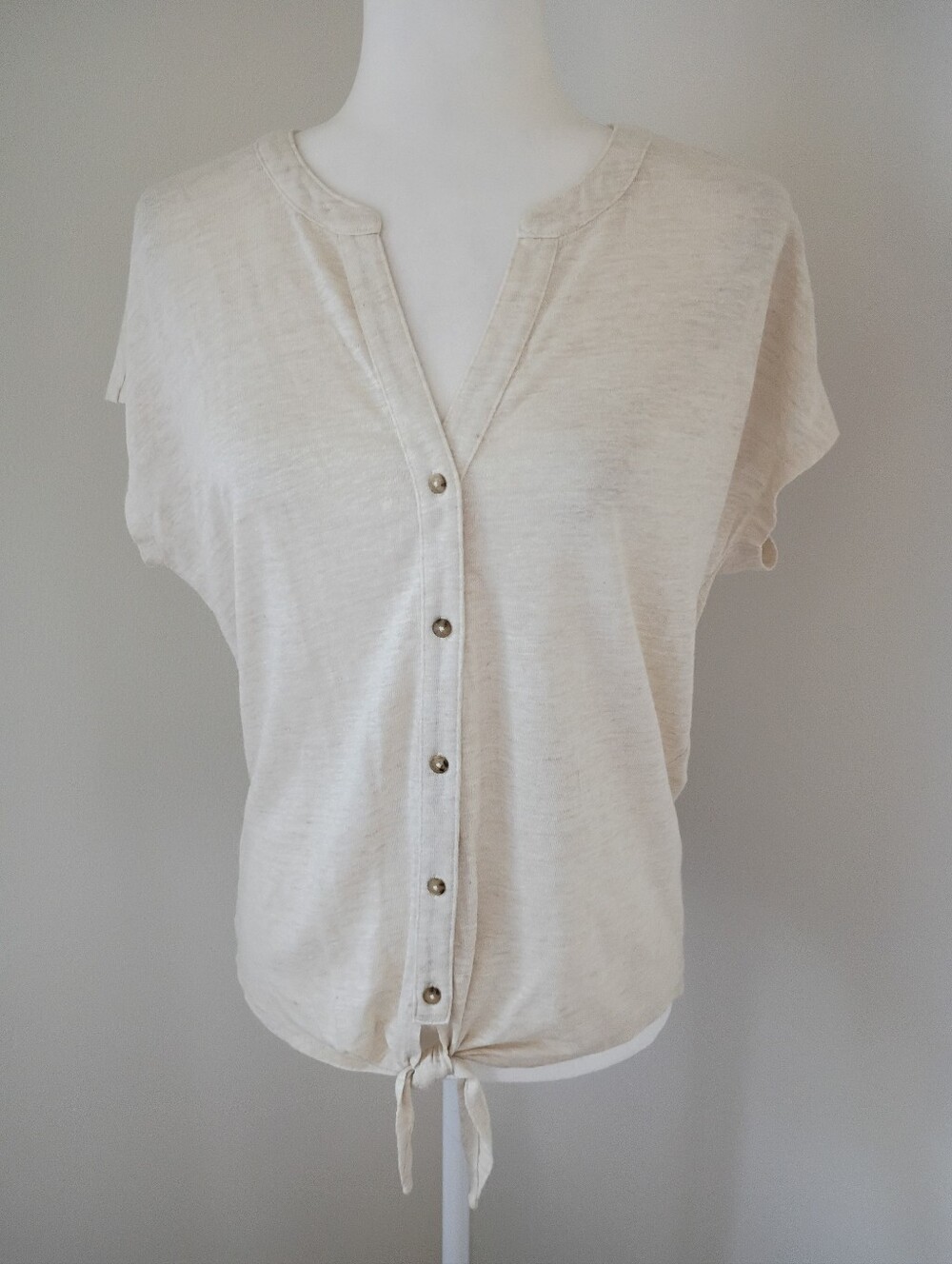 Tommy Bahama Linnea V-Neck Tie-Front Linen Knit Camp Shirt NWT Size XS